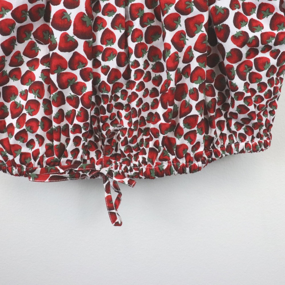 J. Crew Cinched-Waist Cropped Top in Strawberry Swirl Cotton Poplin XXS Print - Picture 4 of 9